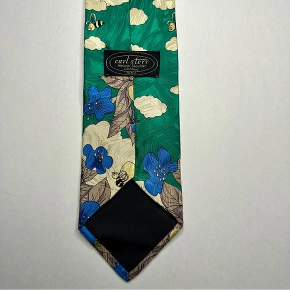 Vintage Carl Sterr 1857 Cartoon Bears & Bees Classic All Silk Handmade Tie - Picture 4 of 5